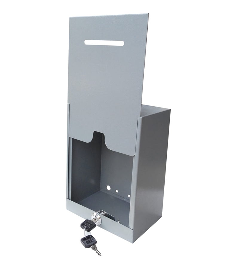 FixtureDisplays Classic Metal Box, Donation Box, Secure Collection Box, Ballot Box, Ticket Box, Easy Wall Mount 15610 - Image 3